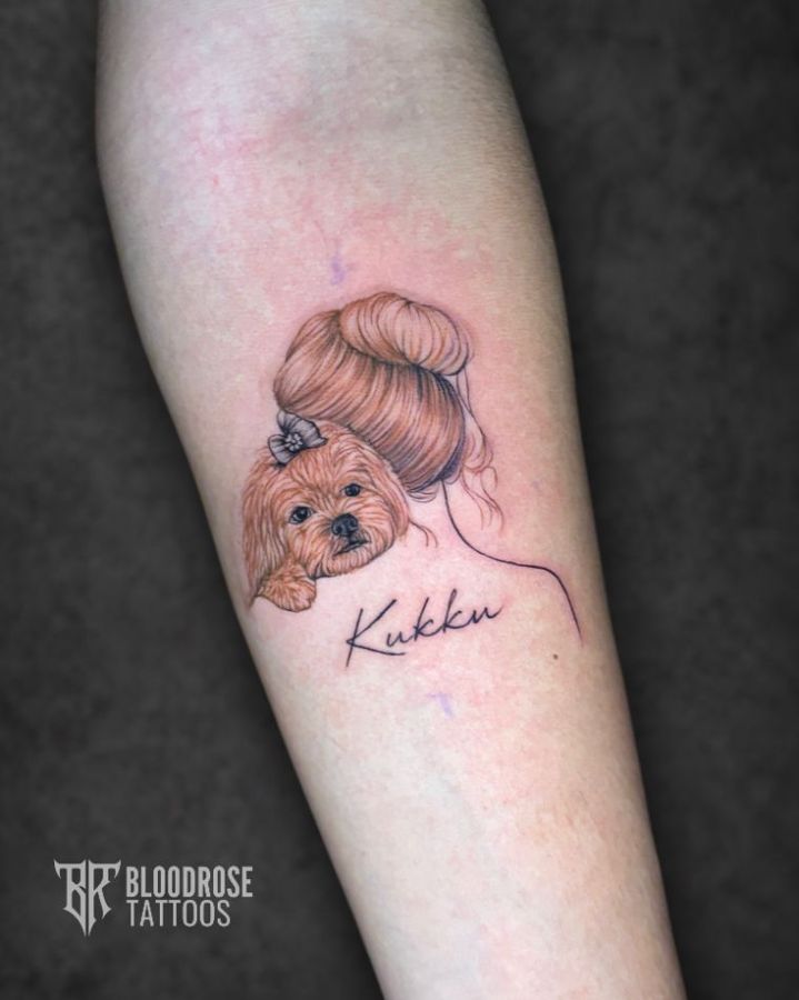 Realistic pet portrait tattoo